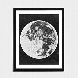 Art Print, Minimalist Full Moon Art